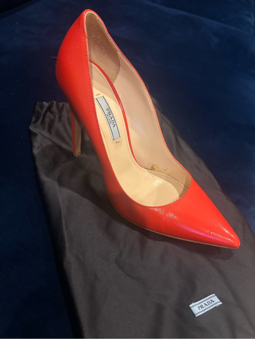Prada Coral-Red Pointed Toe Stiletto Pump